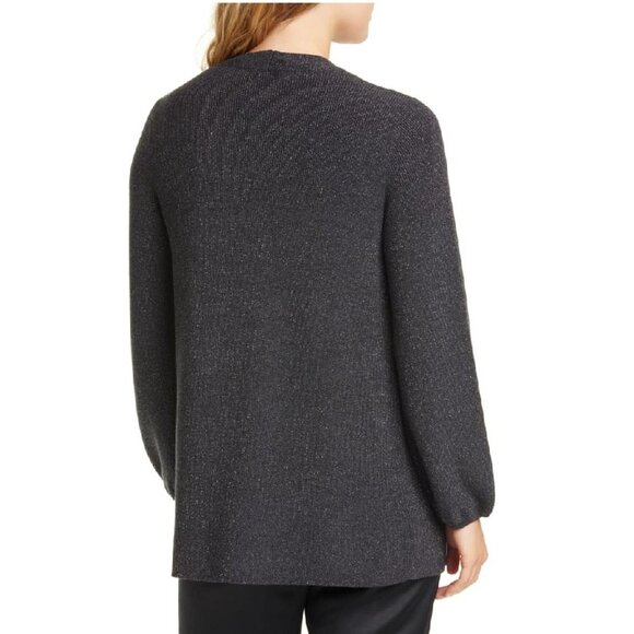 🎁 Eileen Fisher MetallicDetail Wool Blend Cardigan - Picture 2 of 10